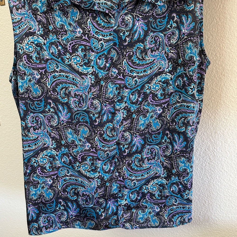 Talbots sleeveless blouse vibrant blue and purple - Picture 3 of 8